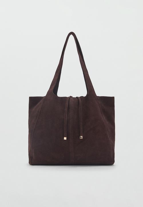 MANGO - Curry tote bag - dark brown