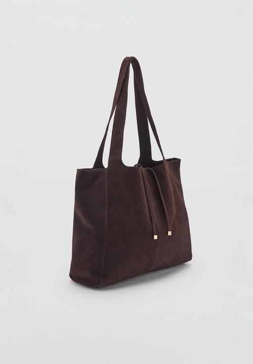 MANGO - Curry tote bag - dark brown