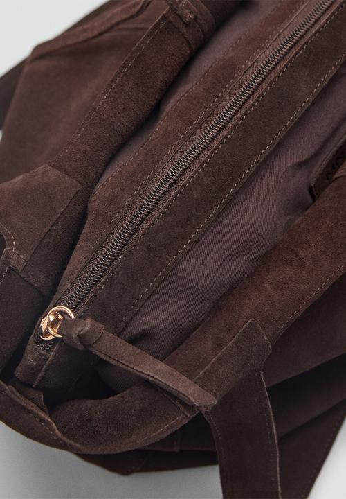 MANGO - Curry tote bag - dark brown