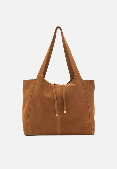 MANGO - Curry tote bag - medium brown