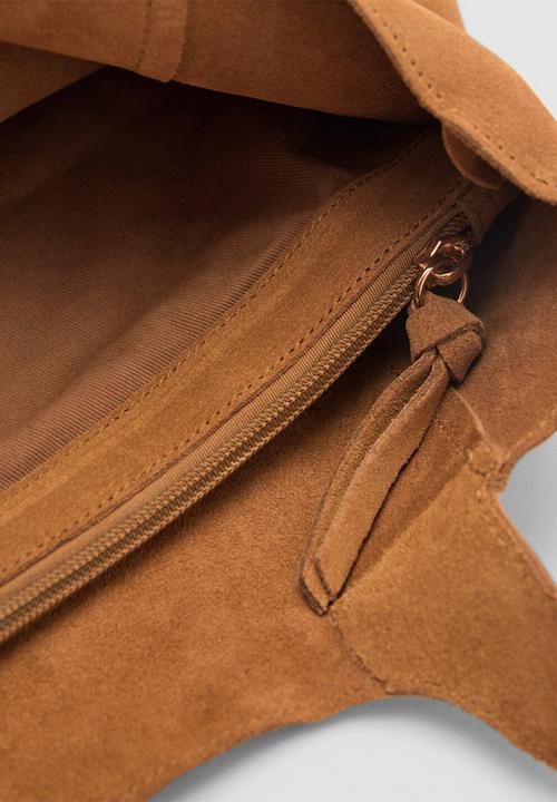 MANGO - Curry tote bag - medium brown