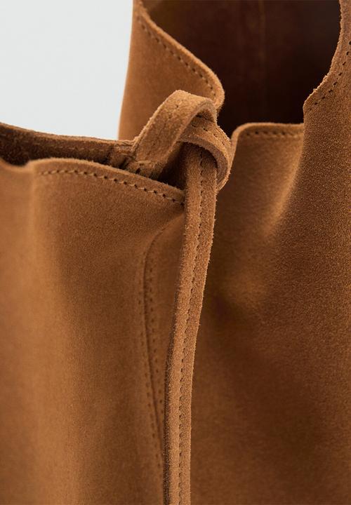 MANGO - Curry tote bag - medium brown