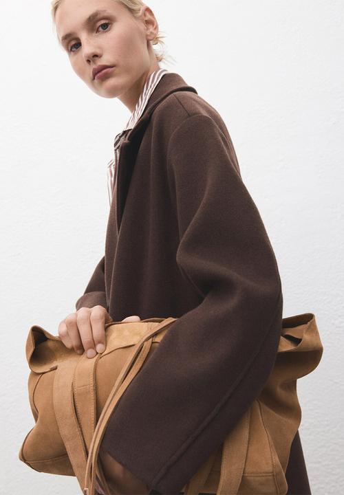 MANGO - Curry tote bag - medium brown