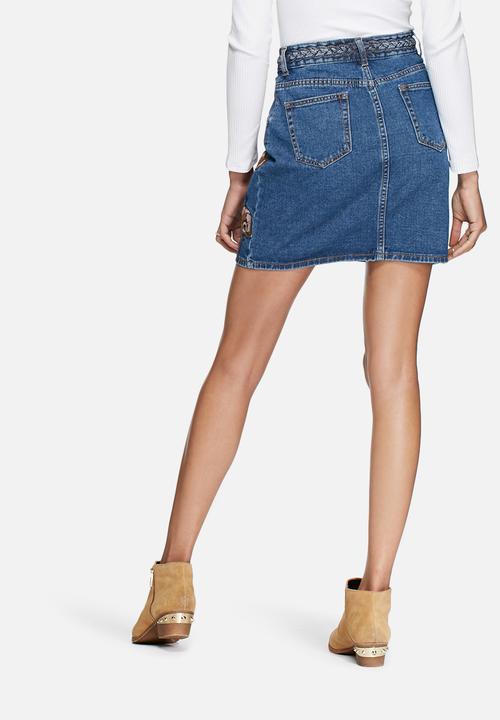 Glamorous - Denim embroidered pencil skirt 