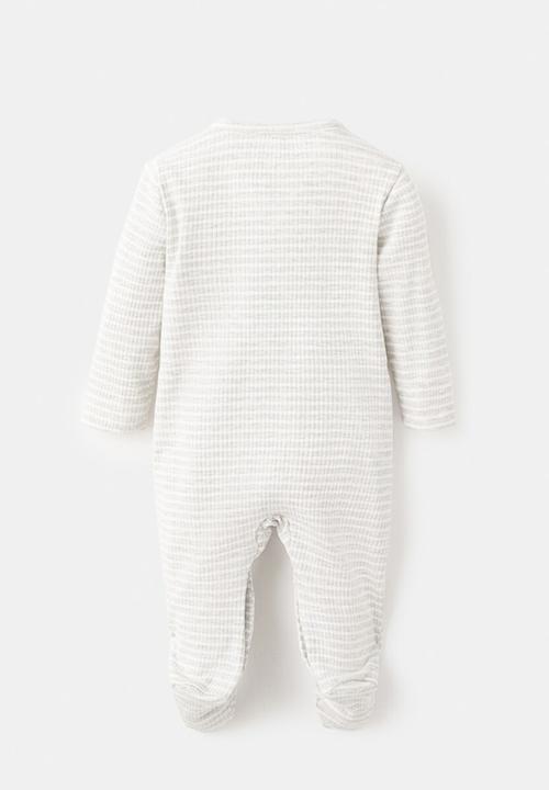 MANGO - Striped Onesie - Light/Pastel Gray