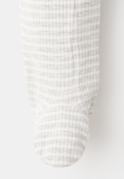 MANGO - Striped Onesie - Light/Pastel Gray