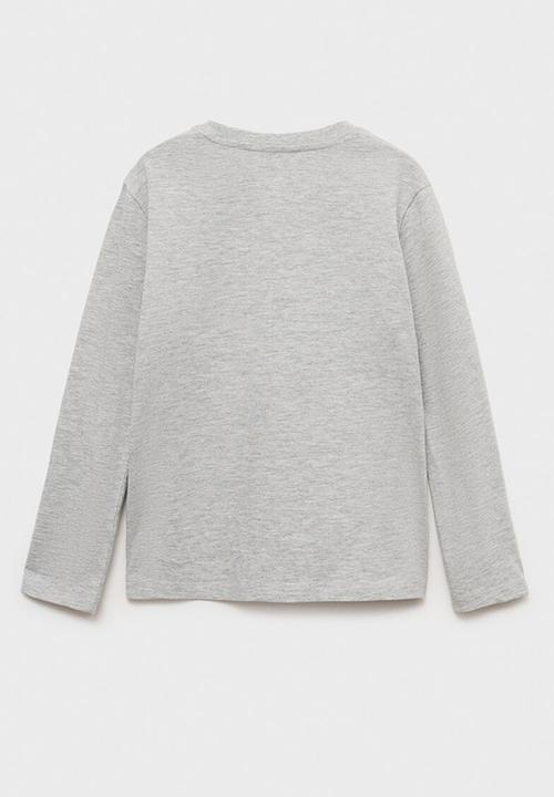 MANGO - Long-sleeved t-shirt with pocket - grey