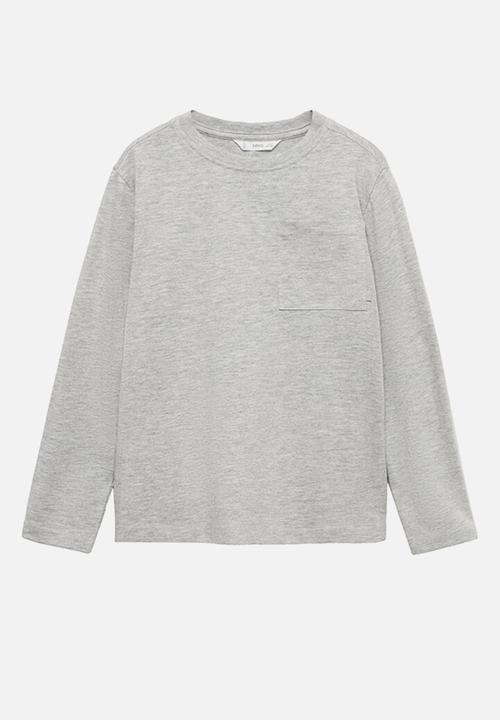 MANGO - Long-sleeved t-shirt with pocket - grey
