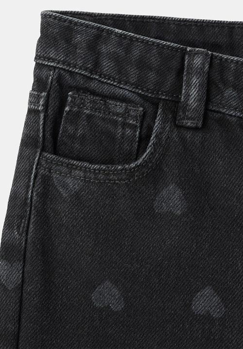 MANGO - Straight Jean to Hearts -black denim 