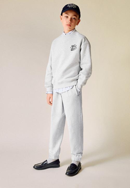 MANGO - Cotton joggers with elastic waist - grey