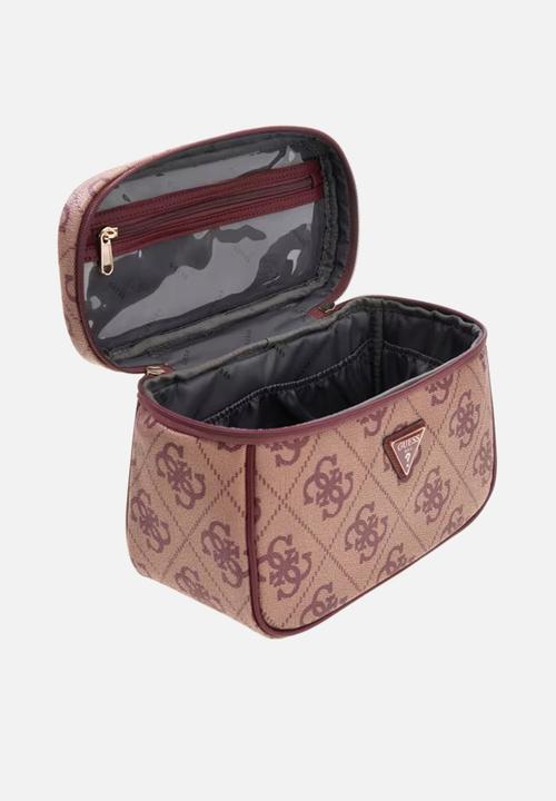 GUESS - Berta toiletry train case - burgundy logo
