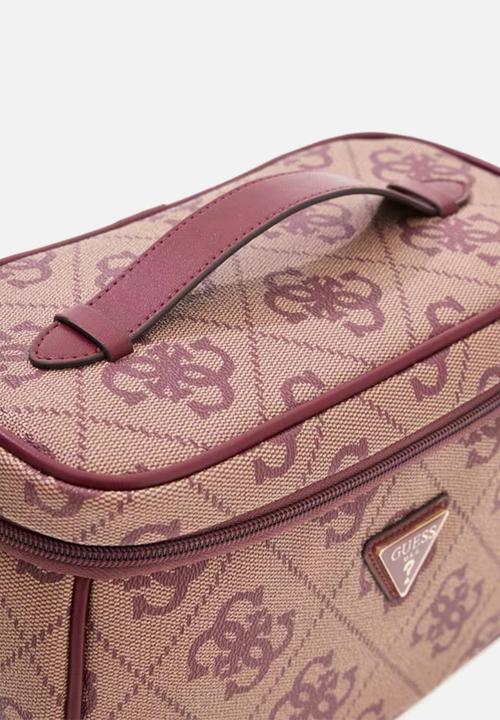 GUESS - Berta toiletry train case - burgundy logo