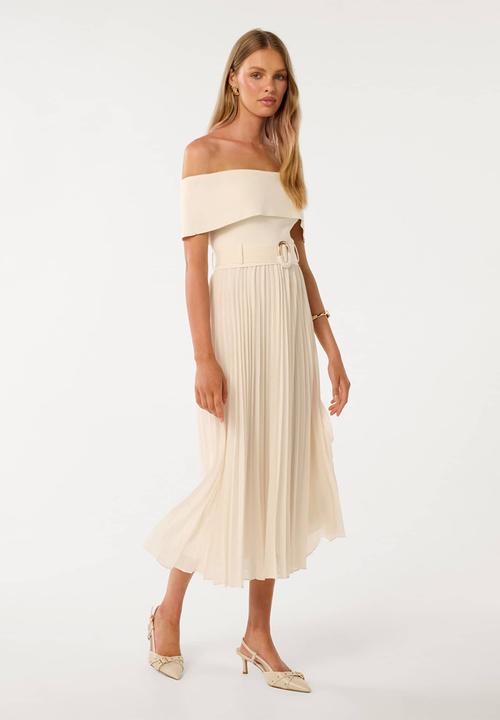 Forever New - Capri Bardot Pleat Hem Midi Dress