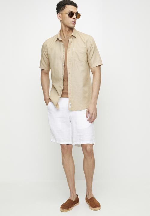 Ben Sherman - Cotton Linen Shirt S/S - Sand 23