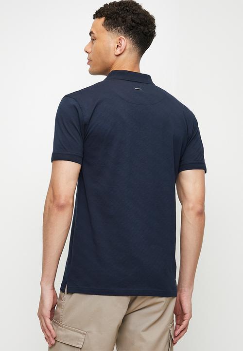 POLO - BOB  Jacquard Quarter Zip Golfer - Navy