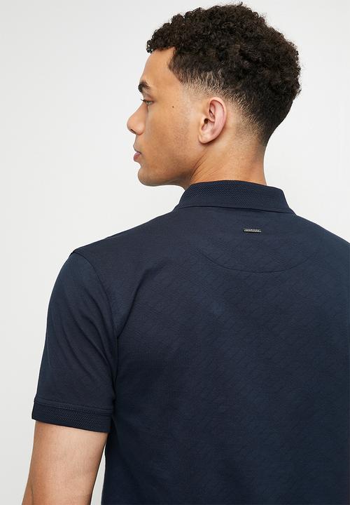 POLO - BOB  Jacquard Quarter Zip Golfer - Navy