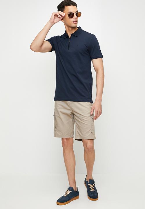 POLO - BOB  Jacquard Quarter Zip Golfer - Navy
