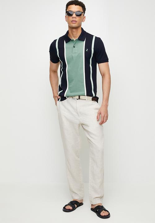 POLO - BRINLEE  Colour Block Stripe Ss Golfer - Aqua