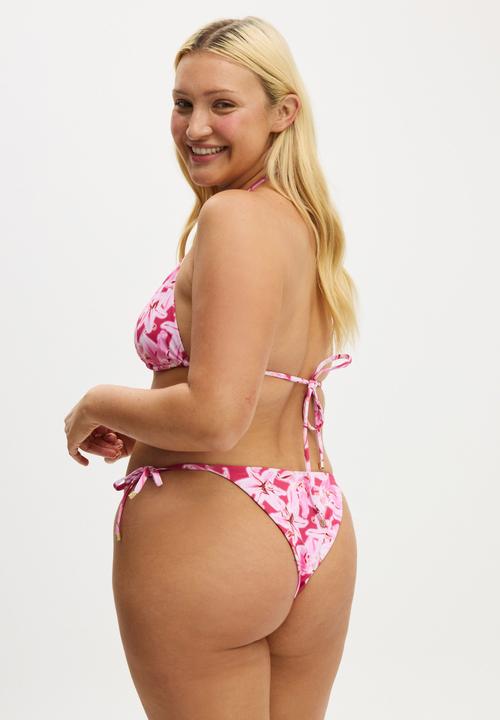Cotton On - String Triangle Bikini Top - Tropical Lily Crushed Berry