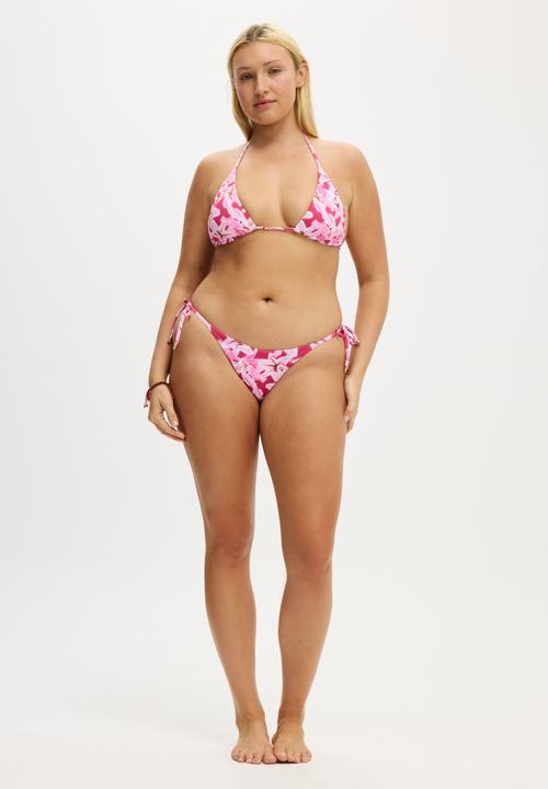 Cotton On - String Triangle Bikini Top - Tropical Lily Crushed Berry