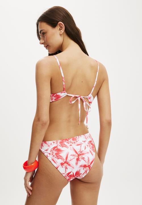 Cotton On - Scoop Tie Back Bikini Top - Tropical Lily Pink