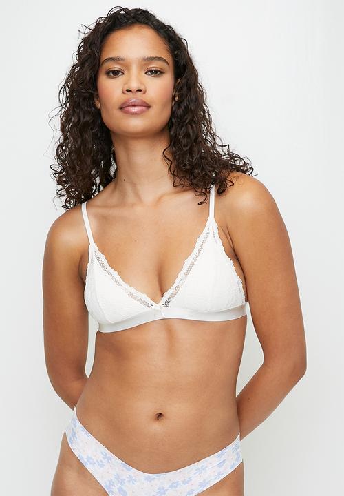 Cotton On - Everyday lace triangle padded bralette - cream