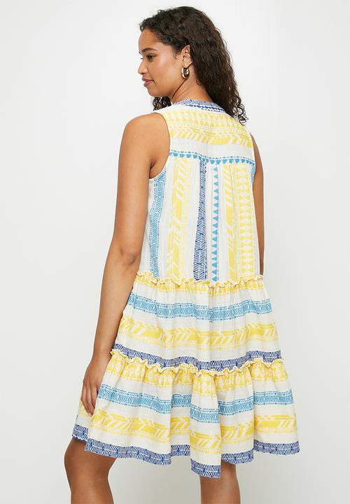Stella Morgan - Sleeveless stripe 2 tier midi dress - Blue multi