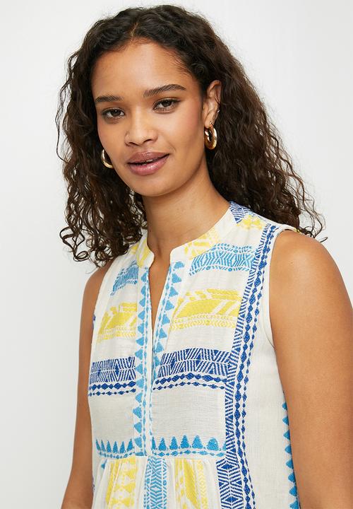 Stella Morgan - Sleeveless stripe 2 tier midi dress - Blue multi