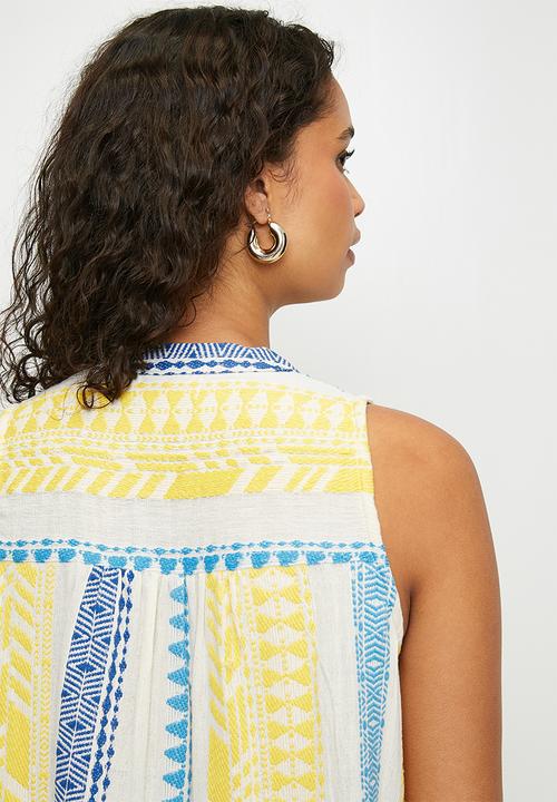 Stella Morgan - Sleeveless stripe 2 tier midi dress - Blue multi
