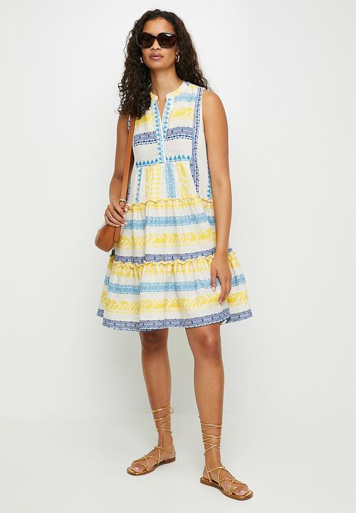 Stella Morgan - Sleeveless stripe 2 tier midi dress - Blue multi