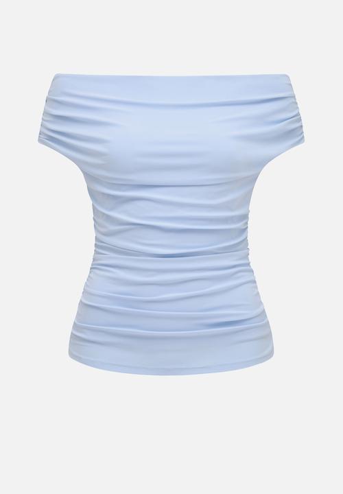 Forever New - Mimi off shoulder top - sky blue co-ord b