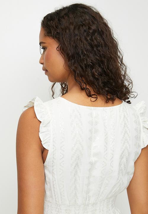Stella Morgan - Foil Printed Maxi Dress - White