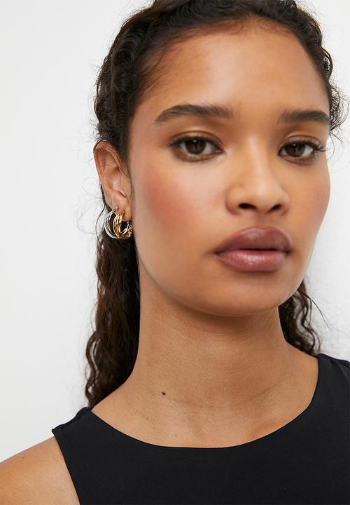 Tessa Design - Bronwyn triple hoop studded earrings - multi