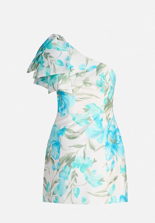 Forever New - Darcy one shoulder bow mini - blue lyell floral