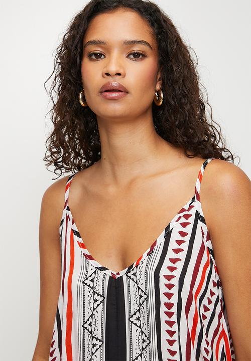MANDI - Strappy A-Line Sack Maxi Dress With Side Pockets - Multi