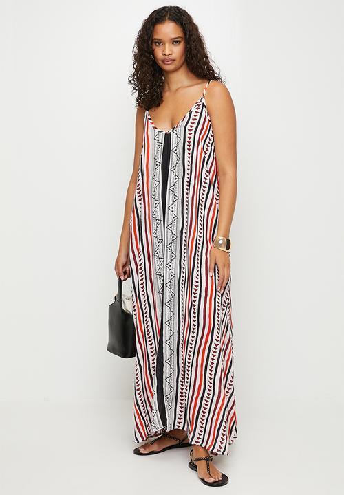 MANDI - Strappy A-Line Sack Maxi Dress With Side Pockets - Multi