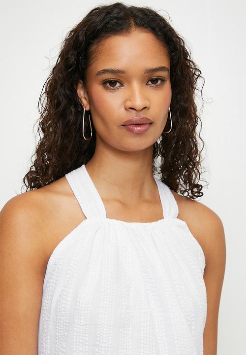 Brave Soul - Ladies Sleeveless Tiered Long Dress - White