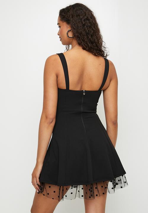SISSY BOY - Mini Dress With Straight Neckline And Bow Details - Black