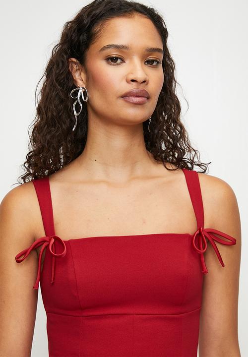 SISSY BOY - Mini Dress With Straight Neckline And Bow Details - Red