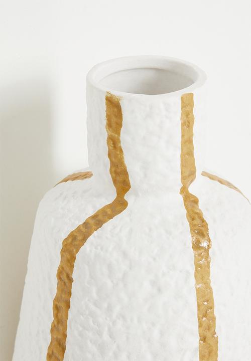 H&S - Stripe Vase - white & tan