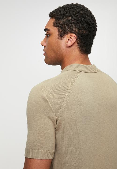 POLO - KEVIN Knitted Golfer - Camel