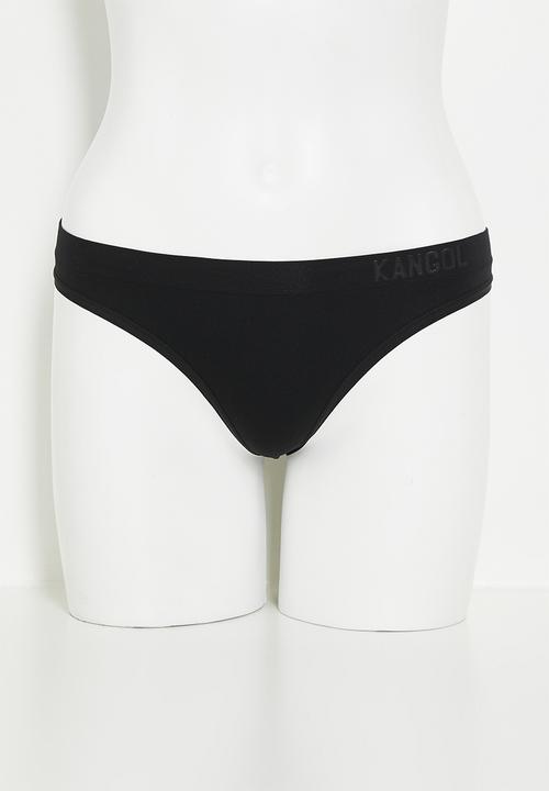 KANGOL - 3pk kangol seamless thong with ss branded w/b print - black/mocha/white