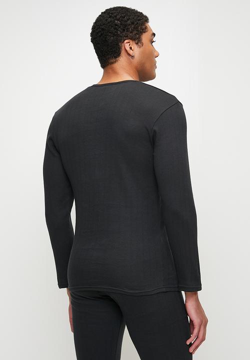 Jockey - 1 pk  drop needle interlock - undeInterlock Black L/S Shirt - Black
