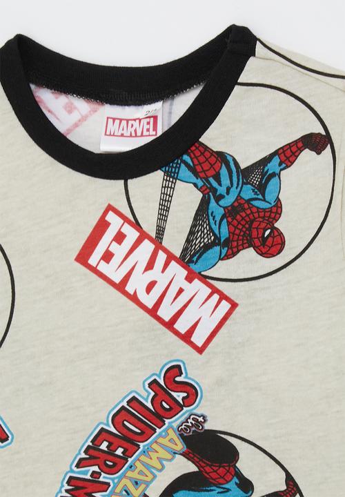 Pop Candy - Spiderman t-shirt with contrast rib - ivory/black/multi