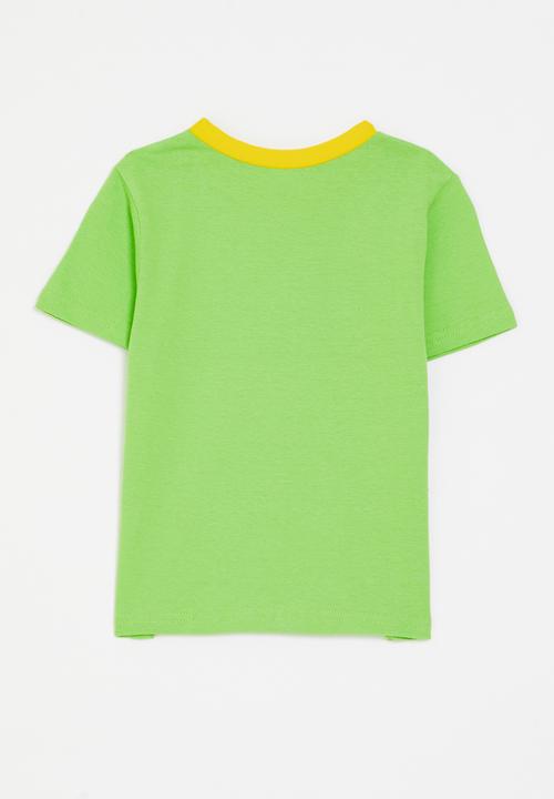 Pop Candy - The Hulk t-shirt with contrast rib - key lime green/yellow