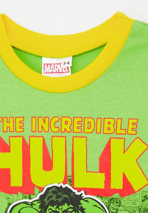 Pop Candy - The Hulk t-shirt with contrast rib - key lime green/yellow