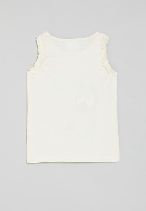 Pop Candy - Bluey frilled armhole top - cream
