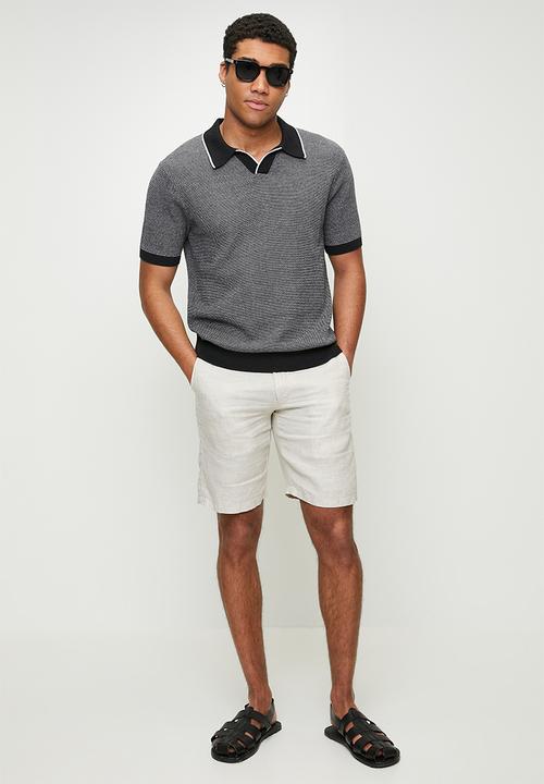 Skipper knit polo birds eye stitch - jet black
