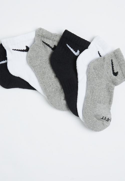Nike - Nike dri-fit ankle socks 6-pack - dk grey heather/black