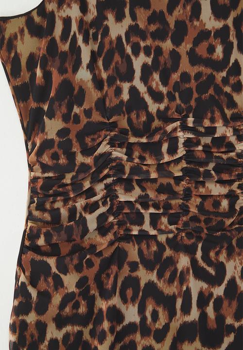 Trendyol - Animal pattern leopard knitted tulle chic evening - brown-multicolor